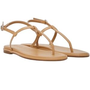 Aeyde Brown Nala Leather Flat Thong Sandals Made in Italy Size 38